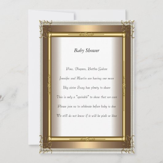 Invitation Gold Frame Baby shower (Devant)