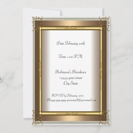 Invitation Gold Frame Baby shower (Dos)