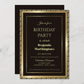 Invitation Gold Frame Black 21e fête d'anniversaire (Devant / Derrière)