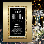 Invitation Gold Frame Black 80th Birthday Party<br><div class="desc">Invitation votre famille et des amis avec cette élégante invitation de fête de 80e anniversaire noir et or.</div>