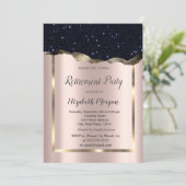 Invitation Gold Frame, Black Parties scintillant Rose Gold Re (Debout devant)