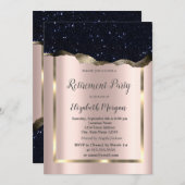 Invitation Gold Frame, Black Parties scintillant Rose Gold Re (Devant / Derrière)