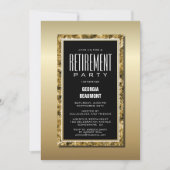Invitation Gold Frame Black Retraite Party (Devant)