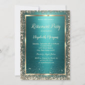 Invitation Gold Frame Border Green Metallic Retirement (Devant)