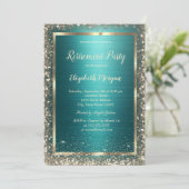 Invitation Gold Frame Border Green Metallic Retirement (Debout devant)