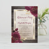 Invitation Gold Frame, Bourgogne Rose Retraite du bois (Debout devant)