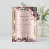 Invitation Gold Frame Chic Roses 16 RSVP (Debout devant)