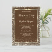 Invitation Gold Frame Confetti Border Brown Retirement (Debout devant)