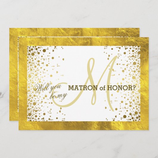Invitation Gold Frame Confetti Serez-vous mon chef d'honneur (Devant / Derrière)