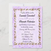 Invitation Gold Frame et Purple Mariage damassé (Devant)