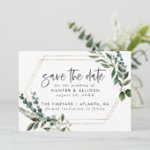 Invitation Gold Frame Floral Enregistrer la date (Debout devant)