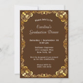 Invitation Gold Frame Graduation Brown (Devant)