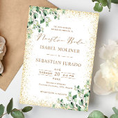 Invitation Gold Frame Green Nuestra Boda Mariage espagnol