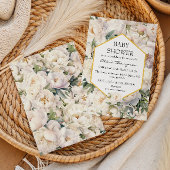 Invitation Gold Frame Ivory Peony Garden Baby Shower