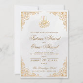 Invitation Gold Frame Ornate Cream Mariage musulman islamique (Devant)