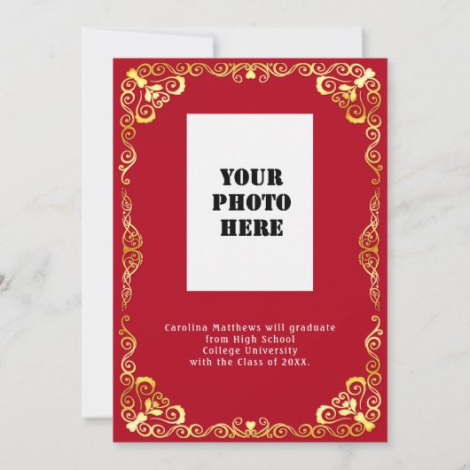Invitation Gold Frame Red Graduation (Dos)