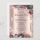 Invitation Gold Frame, Rose Gold Chic Flowers Retraite (Devant)