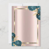 Invitation Gold Frame, Rose Gold Green Flowers Retraite (Dos)