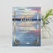 Invitation Gold Frame Yacht Sunset 50e fête d'anniversaire (Debout devant)