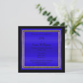 Invitation Gold Frames Blue & Black Man's Birthday (Debout devant)