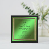 Invitation Gold Frames Green & Black Man's Birthday (Debout devant)