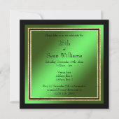 Invitation Gold Frames Green & Black Man's Birthday (Devant)