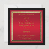 Invitation Gold Frames Red & Black Man's Birthday (Devant)