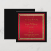 Invitation Gold Frames Red & Black Memorial Party (Devant / Derrière)