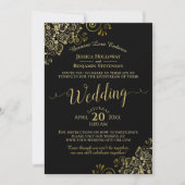 Invitation Gold Frills Black Virtual Mariage Livestream (Devant)