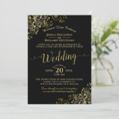 Invitation Gold Frills Black Virtual Mariage Livestream (Debout devant)