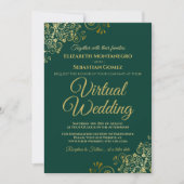 Invitation Gold Frills Emerald Green Elegant Mariage virtuel (Devant)