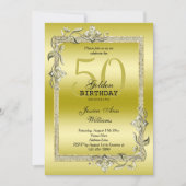 Invitation Gold Gem & Parties scintillant 50e Anniversaire d' (Devant)