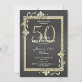 Invitation Gold Gem & Parties scintillant 50e Mariage d'or (Devant)