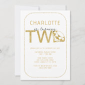 Invitation Gold Gem Sparkle 2e anniversaire de fête Invitatio (Devant)