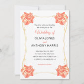 Invitation Gold Geometric Rustic Pastel Rose Floral Wedding (Devant)