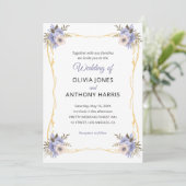 Invitation Gold Geometric Rustic Purple Floral Wedding (Debout devant)