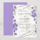 Invitation Gold geometric watercolor leafy flower frame (Devant / Derrière)