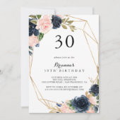Invitation Gold Géométrique Hiver Floral 30e fête d'anniversa (Devant)