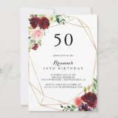 Invitation Gold Géométrique Spring Floral 50e fête d'annivers (Devant)