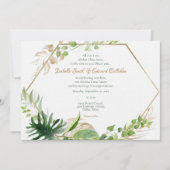 Invitation Gold Géométrique Tropical Green Palm Feuille Maria (Devant)