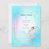 Invitation Gold Geometry Aqua Ballet Princesse 1er anniversai (Devant)