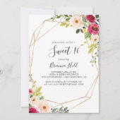 Invitation Gold Geometry Greenery Sweet 16 Anniversaire (Devant)