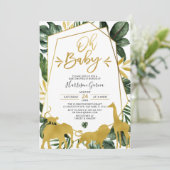 Invitation Gold Geometry Oh Baby Jungle Animaux Baby shower (Debout devant)