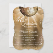Invitation Gold Glam 40 et Fabulous Disco Ball Anniversaire (Devant)