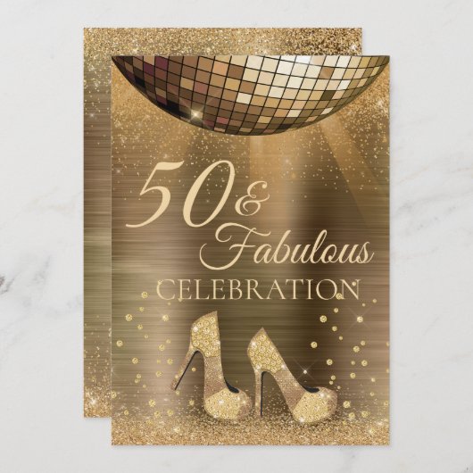 Invitation Gold Glam 50 et Fabulous Disco Ball Chocolate (Devant / Derrière)