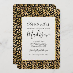 Invitation Gold Glam Black Leopard