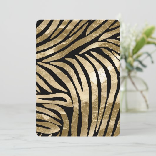Invitation Gold Glam Black Zebra (Debout devant)