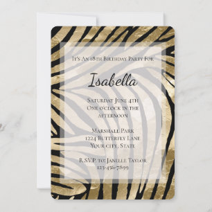 Invitation Gold Glam Black Zebra