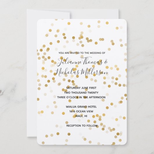 Invitation Gold Glam Confetti Wedding Invite (Devant)