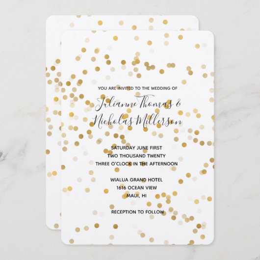 Invitation Gold Glam Confetti Wedding Invite (Devant / Derrière)